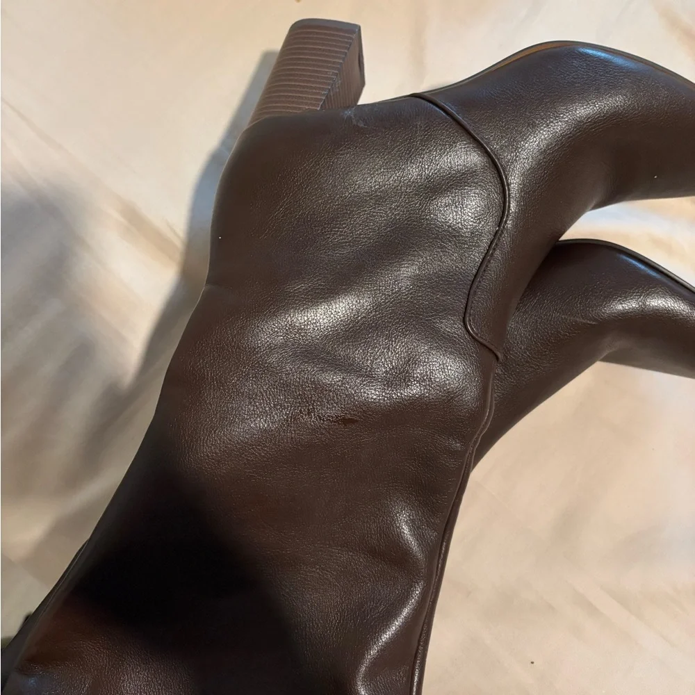 LOFT Brown Knee High Leather Heeled Boots Brand New - Picture 8 of 8